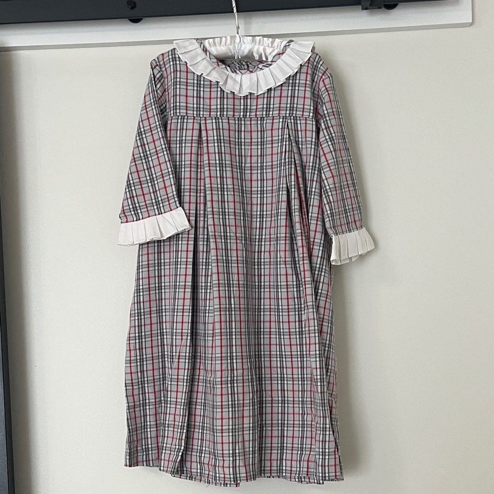Plaid Kids Dress with Ruffled Collar - Picture 5 of 7